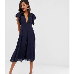 ASOS DESIGN midi dress with lace godet panels